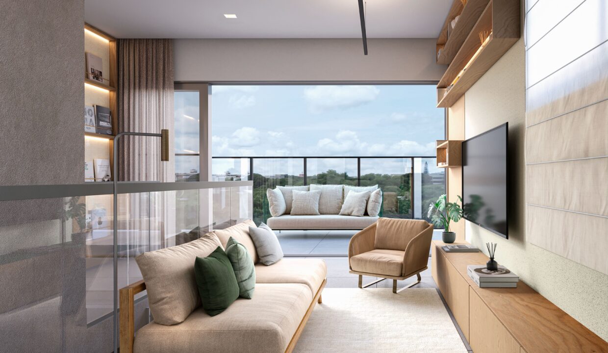 UNIDADE DE MEIO PAVIMENTO TIPO PERSPECTIVA DA SALA DE LAZER